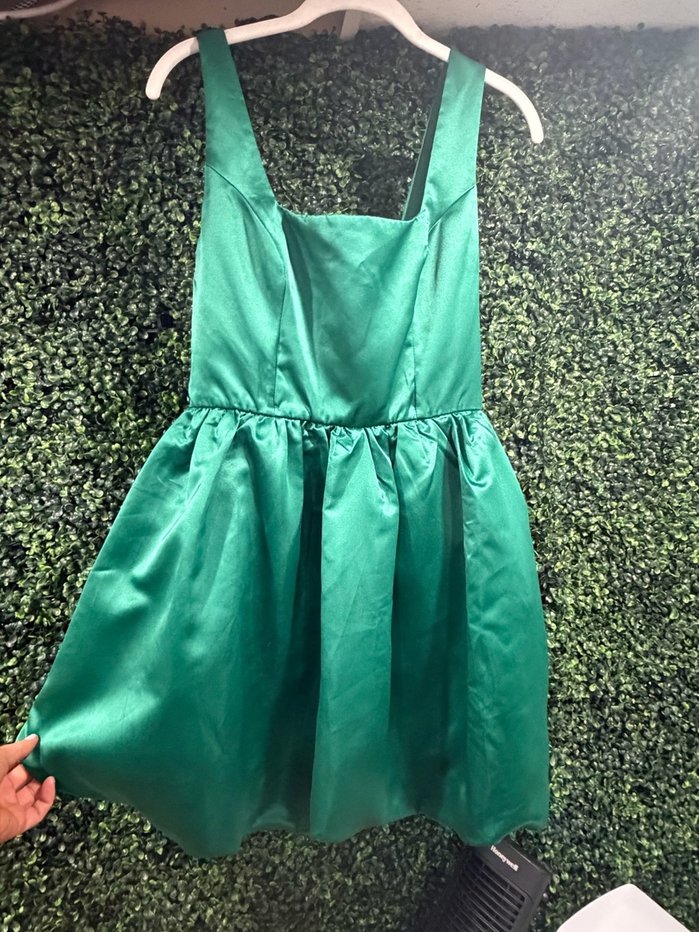 Lulu's Emerald Green Satin Strappy Party Dress